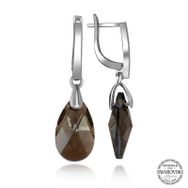 Gumush T7117 Swarovski Crystal Taşlı Damla Sallantılı Kadın Gümüş Küpe
