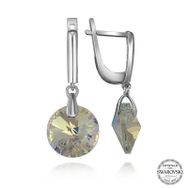 Gumush T7169 Swarovski Crystal Taşlı Beyaz Sallantılı Kadın Gümüş Küpe