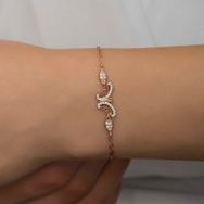 Gumush ​T7197 Rose Kelebek Kadın Gümüş Bileklik