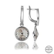Gumush T7212 Swarovski Crystal Taşlı Beyaz Sallantılı Kadın Gümüş Küpe