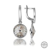 Gumush T7213 Swarovski Crystal Taşlı Beyaz Sallantılı Kadın Gümüş Küpe