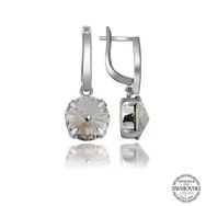 Gumush T7214 Swarovski Crystal Taşlı Beyaz Sallantılı Kadın Gümüş Küpe