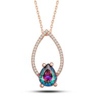 Gumush T7292 Rose Mistik Topaz Taşlı Damla Kadın Gümüş Kolye