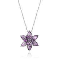 Gumush T7316 Mor Lotus Çiçeği Kadın Gümüş Kolye