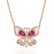 Gumush T7363 Rose Kelebek Kadın Gümüş Kolye