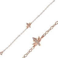 Gumush T7415 Rose Çınar Yaprağı Kadın Gümüş Bileklik