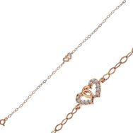 Gumush T7417 Rose Birleşmiş Kalpler Kadın Gümüş Bileklik