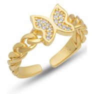 Gumush T7468 Ayarlanabilir Gold Kelebek Kadın Gümüş Yüzük