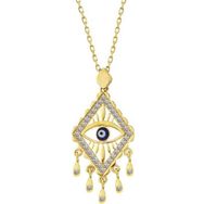 Gumush T7484 Gold Nazarlı Göz Kadın Gümüş Kolye