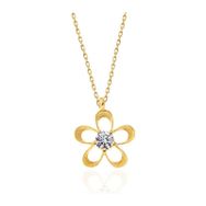 Gumush T7489 ​Gümüş Gold Zirkon Taşlı Çiçek Kadın Kolye