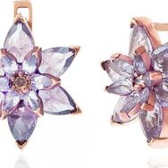 Gumush T7532 Rose Lila Lotus Çiçeği Kadın Gümüş Küpe