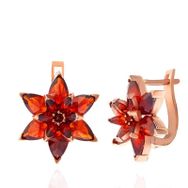 Gumush T7533 Rose Kırmızı Lotus Çiçeği Kadın Gümüş Küpe