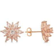 Gumush T7558 Rose 4 Katman Lotus Çiçeği Kadın Çivili Gümüş Küpe