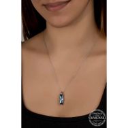Gumush T7608 Swarovski Crystal Taşlı Mavi Baget Kadın Gümüş Kolye