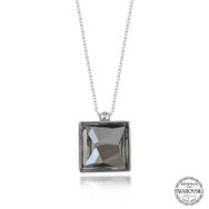 Gumush T7633 Swarovski Crystal Taşlı Kare Kadın Gümüş Kolye