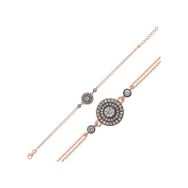 Gumush T7650 Rose Elmas Montür Çiçek Kadın Gümüş Bileklik