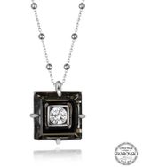 Gumush T7663 Swarovski Crystal Taşlı Top Zincir Siyah Elmas Kadın Gümüş Kolye