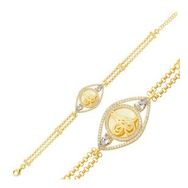 Gumush T7667 Gold Kaplama Tuğralı Kadın Gümüş Bileklik