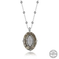 Gumush T7669 Swarovski Crystal Taşlı Top Zincir Oval Kadın Gümüş Kolye