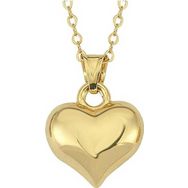 Gumush T7770 Gümüş Küçük 3 Boyutlu Gold Kalp Kadın Kolye