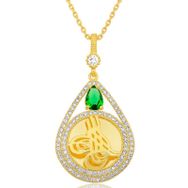 Gumush T7872 Gold Kaplama Damla Tuğralı Kadın Gümüş Kolye