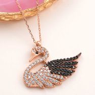 Gumush T7954 Rose Kuğu Kadın Gümüş Kolye