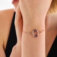 Gumush T7992 Gümüş Rose Mor Çiçek Kadın Bileklik