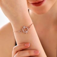 Gumush T7993 Gümüş Rose Beyaz Çiçek Kadın Bileklik