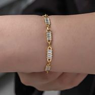 Gumush T8080 Gold Baget Taşlı Kadın Gümüş Bileklik