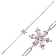 Gumush T8140 Pembe Lotus Çiçeği Kadın Gümüş Bileklik