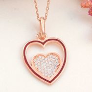 Gumush T8185 Rose Kalp Kadın Gümüş Kolye