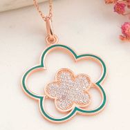 Gumush T8203 Rose Çiçek Desenli Kadın Gümüş Kolye