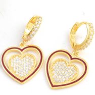 Gumush T8218 Gold Kalp Sallantılı Kadın Gümüş Küpe