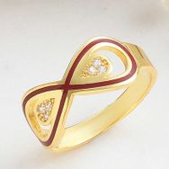 Gumush T8223 Gold Zirkon Taşlı Sonsuzluk Kadın Gümüş Yüzük