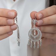 Gumush T8285 Çember Telkari Sallantılı Kadın Gümüş Küpe