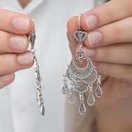 Gumush T8287 Ayyıldız Telkari Sallantılı Kadın Gümüş Küpe