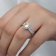 Gumush T8293 Gümüş Sarı Tek Taş Kadın Yüzük