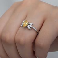 Gumush T8295 Gümüş Sarı Damla Zirkon Taşlı Kadın Yüzük