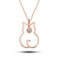 Gumush T8346 Nisan Ayı Doğum Taşı Kedi Kadın Gümüş Kolye