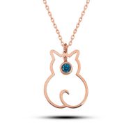 Gumush T8352 Aralık Ayı Doğum Taşı Kedi Kadın Gümüş Kolye