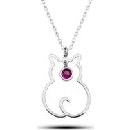 Gumush T8382 Temmuz Ayı Doğum Taşı Kedi Kadın Gümüş Kolye