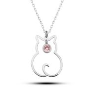 Gumush T8383 Ekim Ayı Doğum Taşı Kedi Kadın Gümüş Kolye