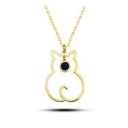 Gumush T8396 Gümüş Eylül Ayı Doğum Taşı Kedi Kadın Kolye