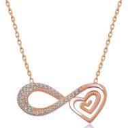 Gumush T8415 Rose Kalpli Sonsuzluk Kadın Gümüş Kolye