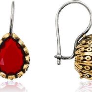 Gumush T8417 Kırmızı Damla Otantik Kadın Gümüş Küpe