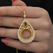 Gumush T8502 Gold Kaplama Damla Çeyrek Takılabilen Kadın Gümüş Kolye