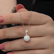 Gumush T8526 Gümüş Beyaz Kristal Taşlı Kadın Kolye