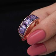 Gumush T8575 Gümüş Rose Baget Ametist Taşlı Kadın Yüzük