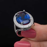 Gumush T8578 Gümüş Safir Taşlı Kadın Yüzük
