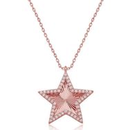 Gumush T8645 Rose Fırfır Desenli Yıldız Kadın Gümüş Kolye